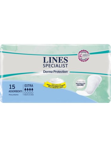 Lines specialist derma protection - pannolone per incontinenza sagomato assorbenza extra - 15 pezzi