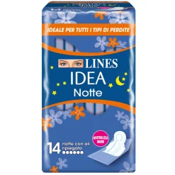 Lines Idea Notte - Assorbenti con Ali Ripiegate - 14 Pezzi