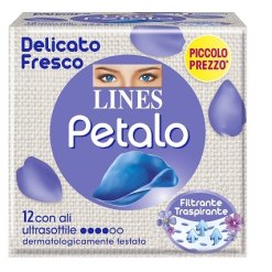 Lines Petalo Blu - Assorbente con Ali - 12 Pezzi