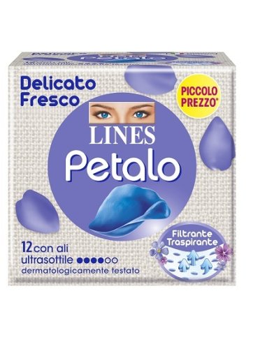 Lines petalo blu - assorbente con ali - 12 pezzi