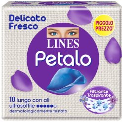 Lines Petalo Blu - Assorbente Lungo con Ali - 10 Pezzi