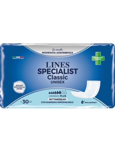 Lines specialist classic - pannolone rettangolare con barriera - 30 pezzi