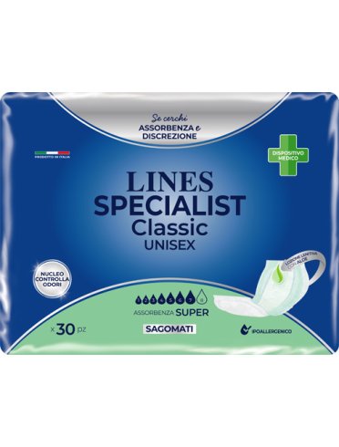 Lines specialist classic - pannolone sagomato assorbenza super - 30 pezzi