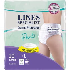 Lines Specialist Derma Protection - Pannolone per Incontinenza Assorbenza Maxi - Taglia L 10 Pezzi