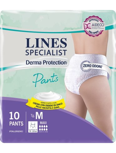 Lines specialist derma protection - pannolone per incontinenza assorbenza maxi - taglia m 10 pezzi