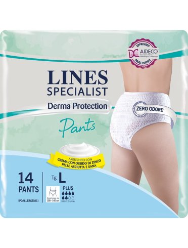Lines specialist derma protection - pannolone per incontinenza assorbenza plus - taglia l 14 pezzi
