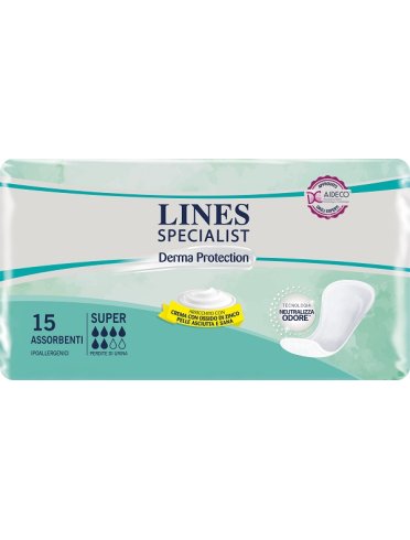 Lines specialist derma protection - pannolone per incontinenza sagomato assorbenza super - 15 pezzi