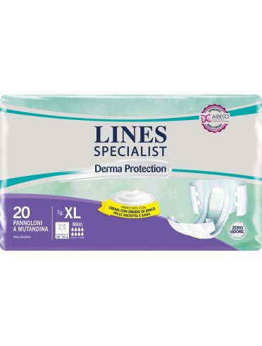 Lines specialist derma protection - pannolone a mutandina per incontinenza assorbenza maxi - taglia xl 20 pezzi
