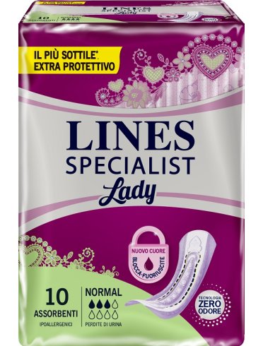 Lines specialist lady - pannolone sagomato assorbenza normal - 10 pezzi