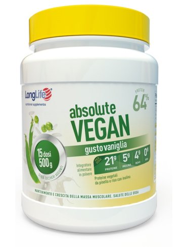 Longlife absolue vegan - integratore per massa muscolare gusto vaniglia - 400 g