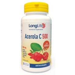 LongLife Acerola C 500 - Integratore Antiossidante Gusto Arancia - 30 Compresse