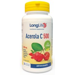 LongLife Acerola C 500 - Integratore Antiossidante Gusto Limone - 30 Compresse