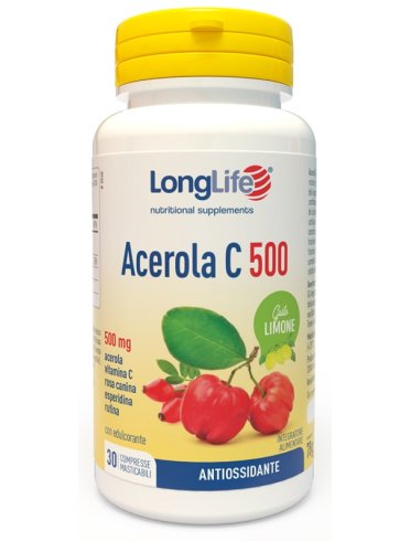 Longlife acerola c 500 - integratore antiossidante gusto limone - 30 compresse