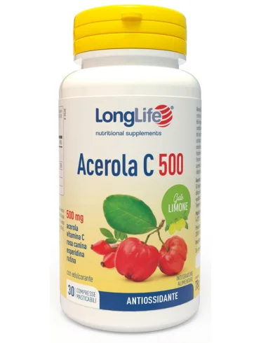 Longlife acerola c 500 - integratore antiossidante gusto limone - 30 compresse Longlife acerola c 500 - integratore antiossidante gusto limone - 30 compresse
