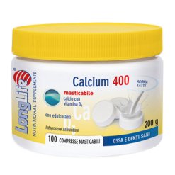 LongLife Calcium 400 mg - Integratore per il Benessere di Ossa e Denti - 100 Compresse