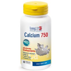 LongLife Calcium 750 mg - Integratore per il Benessere di Ossa e Denti - 60 Tavolette