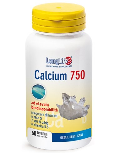 Longlife calcium 750 mg - integratore per il benessere di ossa e denti - 60 tavolette