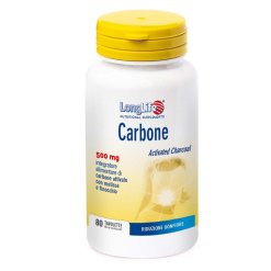 LongLife Carbone 500 mg - Integratore per la Riduzione del Gonfiore Addominale - 80 Tavolette