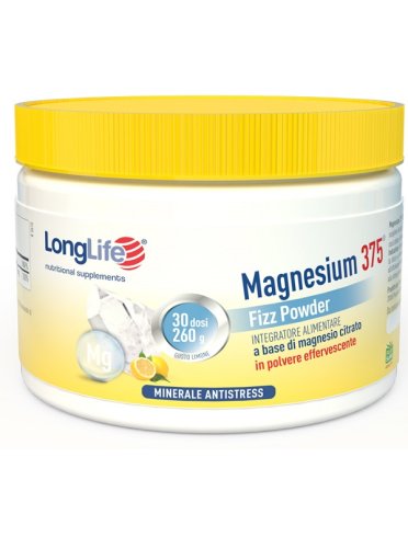 Longlife magnesium 375 mg fizz powder - integratore di magnesio in polvere - 260 g