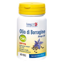 LongLife Olio di Borragine 500 mg - Integratore per il Trofismo della Pelle - 60 Perle