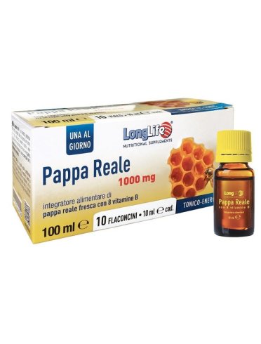 Longlife pappa reale 1000 mg - integratore tonico energetico con vitamina b - 10 flaconcini 