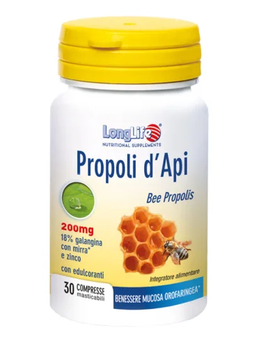 Longlife propoli d'api 200 mg - integratore per il benessere della mucosa orofaringea - 30 compresse