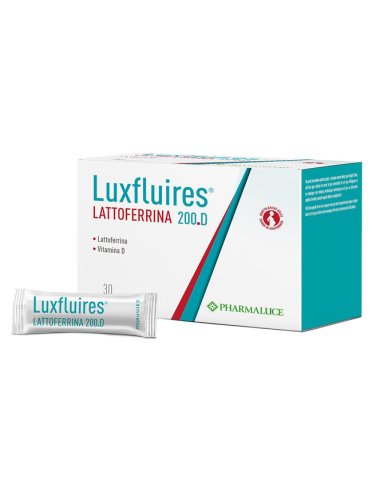 Luxfluires lattoferrina 200 d - integratore di lattoferrina e vitamina d per difese immunitarie - 30 stick