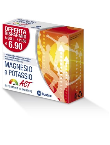 Magnesio e potassio act integratore 14 bustine