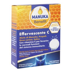 Manuka Benefit - Integratore per Difese Immunitarie con Vitamina C - 20 Compresse Effervescenti