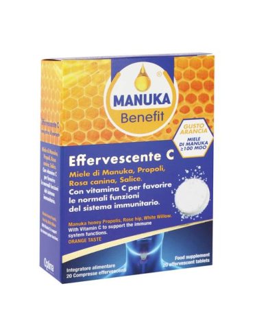 Manuka benefit - integratore per difese immunitarie con vitamina c - 20 compresse effervescenti