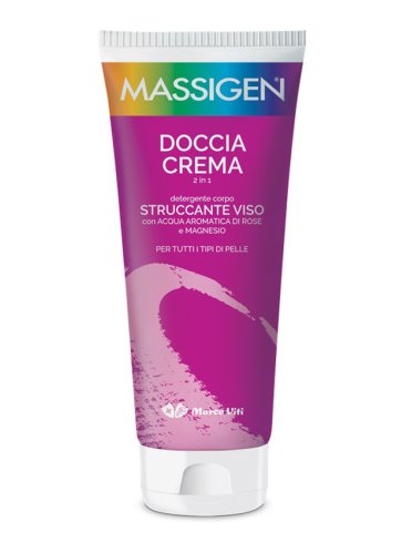 Massigen - doccia crema 2 in 1 detergente corpo e struccante viso - 200 ml