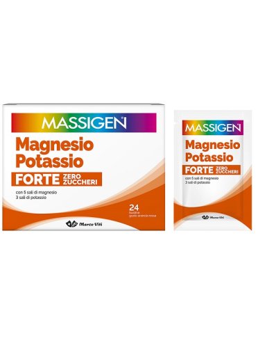 Massigen magnesio e potassio forte zero zuccheri integratore 24 bustine