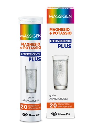 Massigen magnesio e potassio plus - integratore per stanchezza e affaticamento - 20 compresse effervescenti