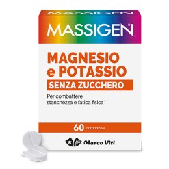 Massigen Magnesio e Potassio Senza Zucchero - Integratore per Stanchezza e Affaticamento - 60 Compresse