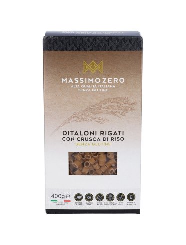 Massimo zero ditaloni rigati con crusca di riso senza glutine 400 g