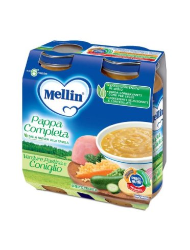 Mellin pappa completa verdure pastina e coniglio 2x250g