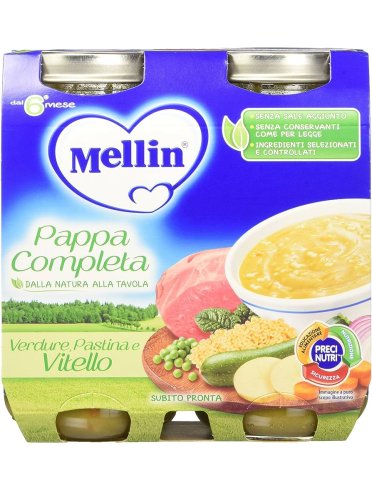 Mellin pappa completa verdure pastina e vitello 2x250g