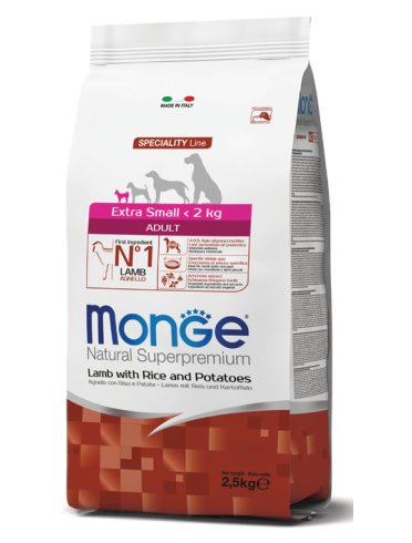 Monge extra small alimento per cani adulti agnello riso e patate 800 g