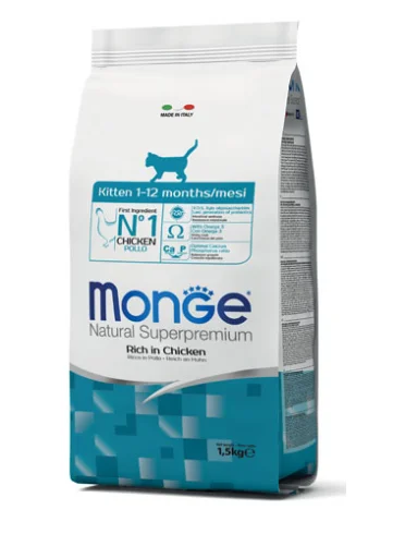 Monge superpremium pollo alimento per gatti 1/12 mesi 1,5 kg Monge superpremium pollo alimento per gatti 1/12 mesi 1,5 kg