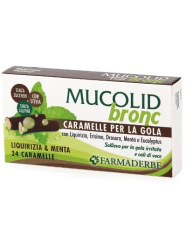 Mucolid bronc liquirizia e menta caramelle gola 24 pezzi Mucolid bronc liquirizia e menta caramelle gola 24 pezzi