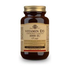 Solgar Vita D3 1000 - Integratore di Vitamina D3 - 100 Tavolette Masticabili