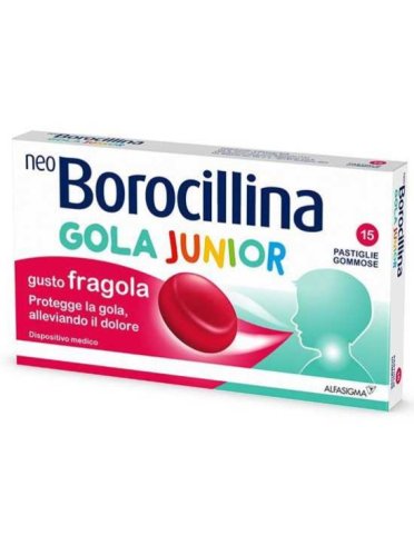 Neoborocillina gola junior - mal di gola dei bambini gusto fragola - 15 pastiglie