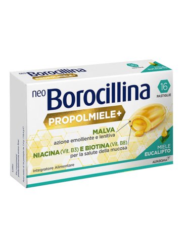 Neoborocillina propolmiele - sollievo naturale per la gola gusto miele eucalipto - 16 pastiglie