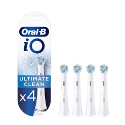 Oral-B - Testine di Ricambio Ultimate Clean per Spazzolino Elettrico Serie iO - 4 Testine Colore Bianco