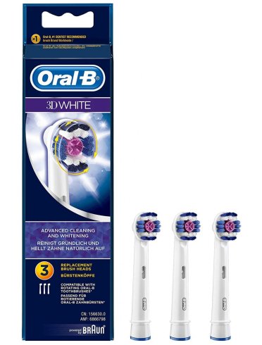 Oral-b 3d white - testine di ricambio per spazzolino elettrico - 3 testine