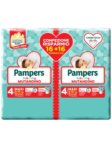 Pampers baby dry mutandino - pannolini duo downcount taglia 4 - 32 pezzi