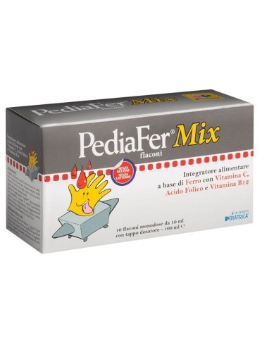 Pediafer mix - integratore di ferro e vitamina c - 10 flaconi x 10 ml