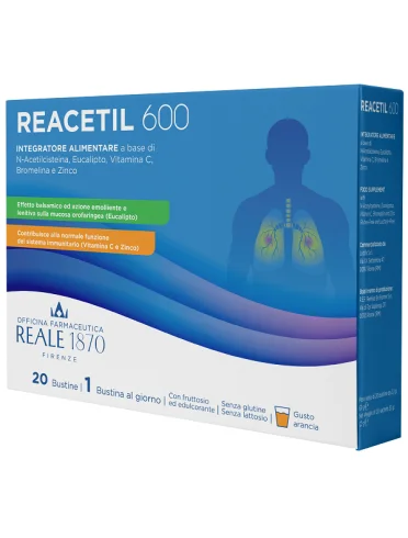 Reacetil 600 integratore per vie respiratorie 20 bustine Reacetil 600 integratore per vie respiratorie 20 bustine