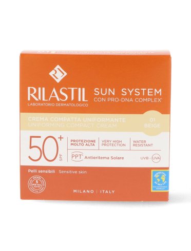 Rilastil sun system - crema compatta uniformante con protezione solare spf 50+ colore beige - 10 ml