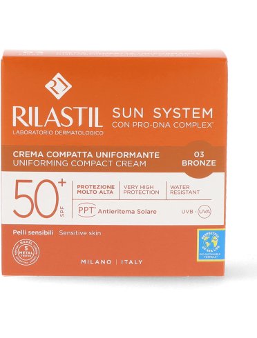 Rilastil sun system - crema compatta uniformante con protezione solare spf 50+ colore bronze - 10 g